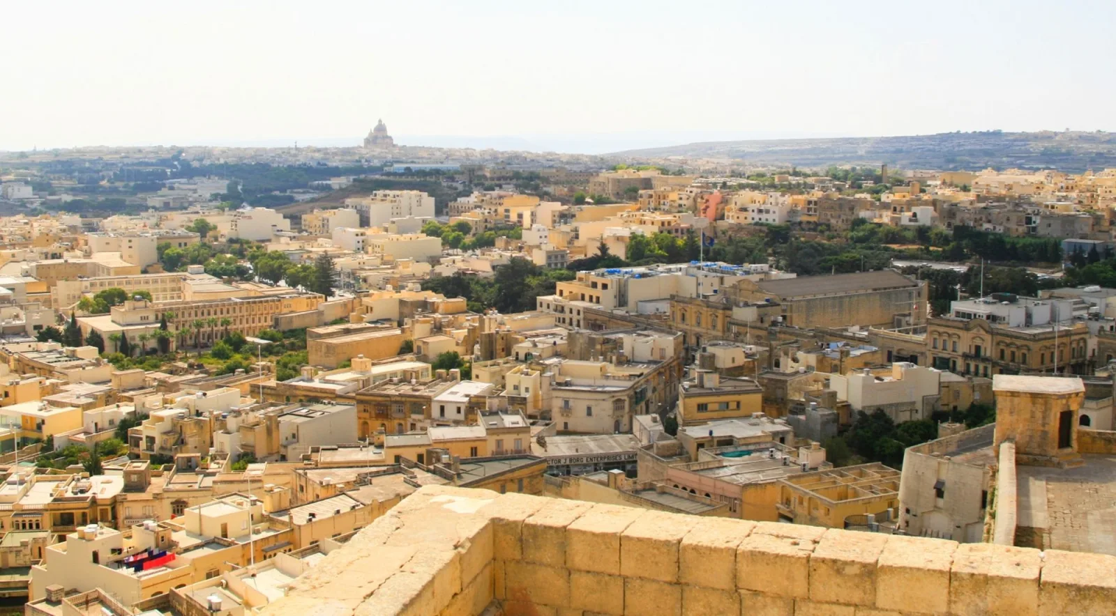 Limestone rooftops of Victoria on Gozo seen from the Citadel ramparts