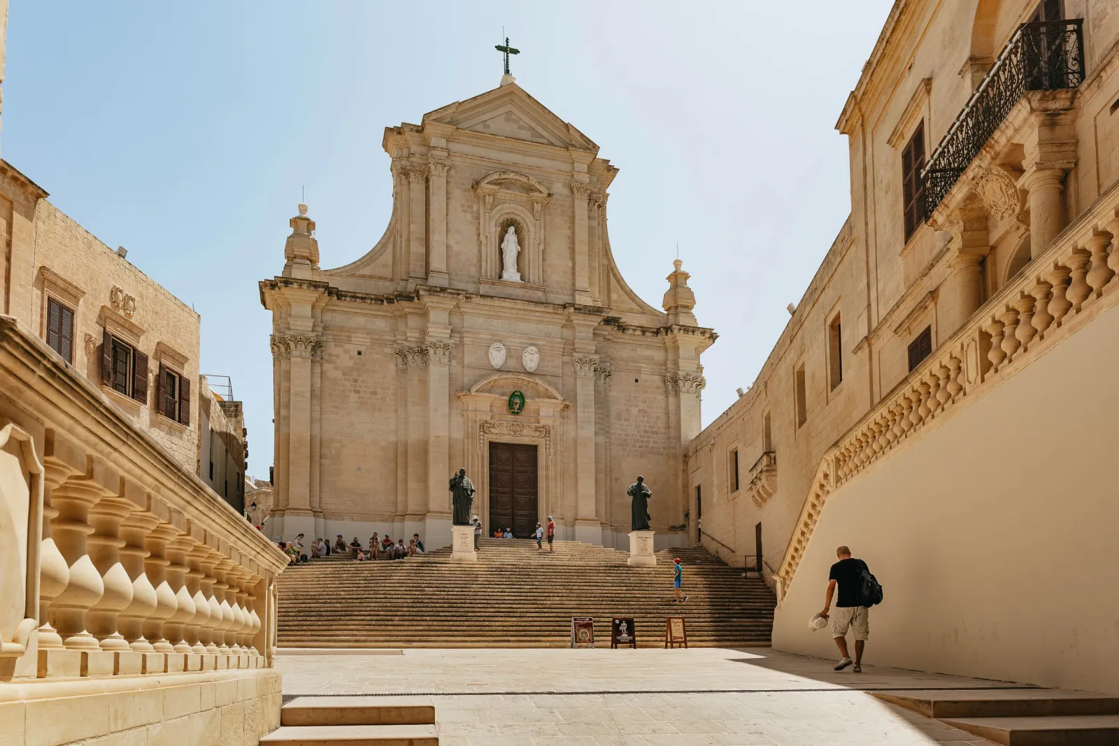 The Cathedral of the Assumption and its stepped square inside the Gozo Citadel
